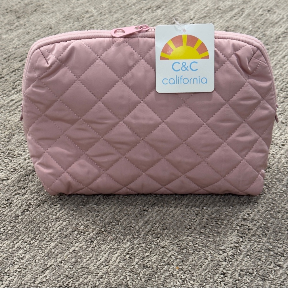 Pastel Petal Pink Puffer Quilted Cosmetic Bag - C&C California
